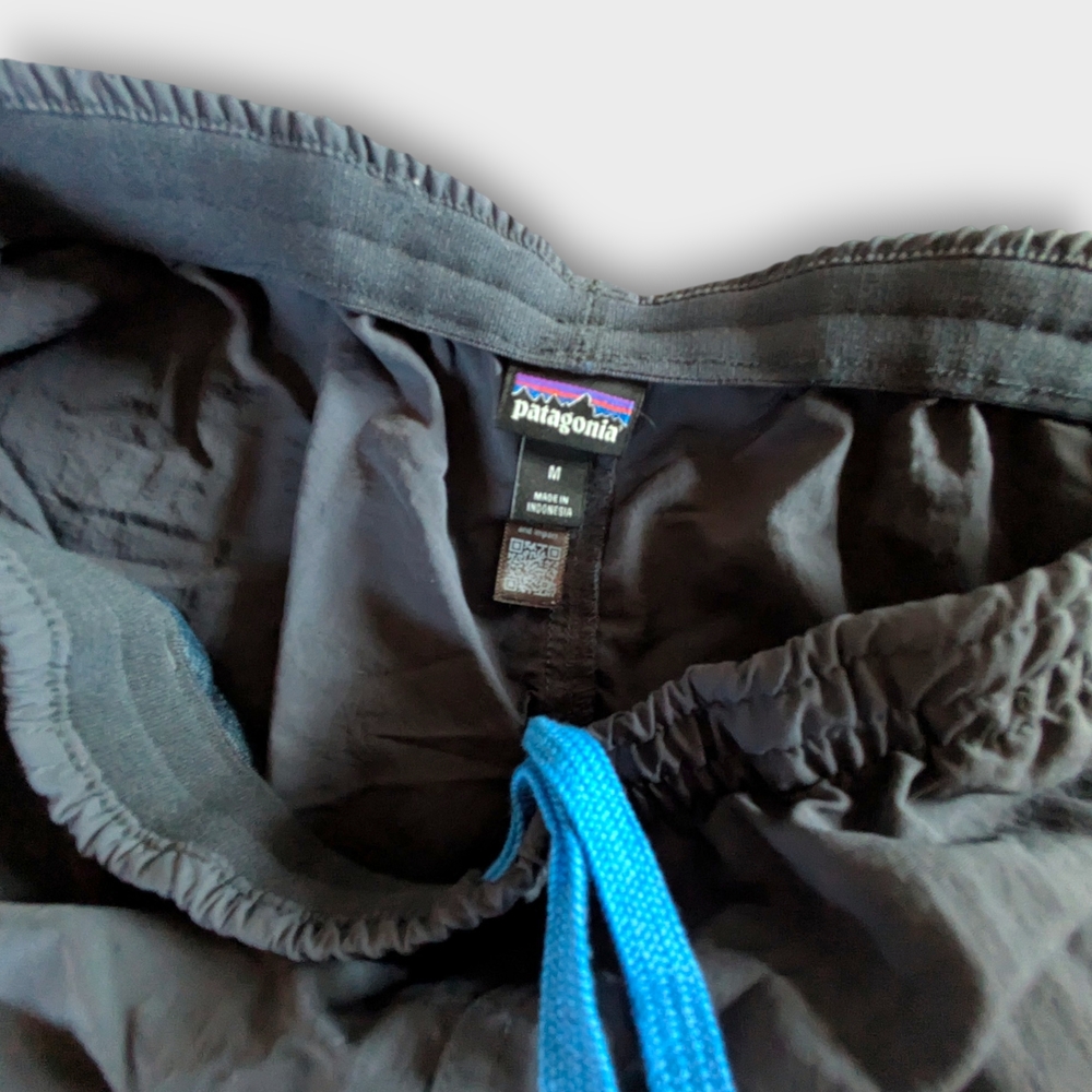 Patagonia Baggies Shorts M 5" Inseam Charcoal Grey Blue Drawstring Nylon Gorpcor - Picture 2 of 4